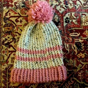 Handmade Pink & White Beanie